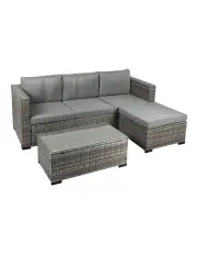 [Levede] Outdoor Sofa Chair & Table Set 5 Piece in Grey