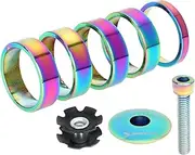 yuksok 5Pcs Bicycle Headset Spacers Bike Fork Spacers 1 1/8-inch Bolt Cycling Accessories Replacement Bike Headset Washers