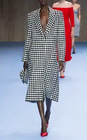 [Carolina Herrera] Houndstooth Linen-Blend Coat