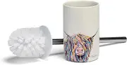 Croydex Art by Steven Brown Angus McCoo Stoneware Ceramic Toilet Brush, White Multi, One Size