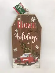 Red Pickup Truck Christmas Home For The Holidays Wall Hanging Snow Flakes