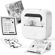Print Pods Mini Printer, Sticker Maker Machine Y02C, Mini Portable Printer with 1 Roll Paper, Bluetooth Inkless Receipt for Phone, Thermal Portable Maker for Journal, Note, Photos, Learning