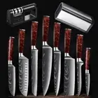 10PC Slicing Knife Bread Knife Paring Knife Chef Knife Set Knife Block Sharpener