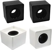 Hordion 4 Pack Microphone Flag Station Portable, Mic Flag Cube Microphone Logo ABS Foam Blank Microphone Accessories for Interview KTV Reporter Host, Black & White