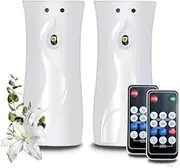 (2-pack) Automatic Air Freshener Spray Dispenser, Wall Mounted or Freestanding Sprayer Holder, Multiple Time Settings, Commercial and Home Use in Bathrooms, Offices, Living Rooms, etc (White1121-RE)