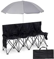 Cinnvoice Folding Soccer Bench Chair Portable Team Sports Sideline Team Bench Seat with Umbrella for Football Camp Travel Events Outdoor Seating with Storage Bag(4 Seat)