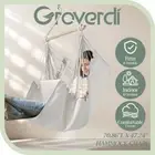 Groverdi Hammock Chair Swing Hanging Rope Chair Footrest Indoor Outdoor Cream