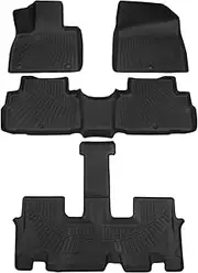 Powerty Floor Mats Compatible for Hyundai Palisade 2020-2024 Accessories 1st & 2nd Row Liner Set All Weather TPE 3D Car Mats All-Weather Custom Fit Floor Liners
