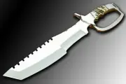 Custom Handmade Damascus Steel Bowie knives with Stag Handle with leather sheath