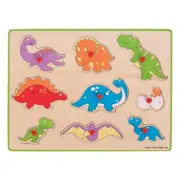 Bigjigs Toys Lift Out Puzzle Dinosaurs Wooden Dinosaur Puzzle for Toddlers