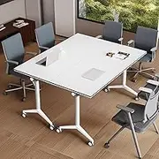 2-Pack Folding Conference Table,Mobile Conference Room Table with Caster Wheels,Large Rectangle Meeting Seminar for School,Restaurant,Training Room(62in/160cm)