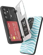[TORU] CX Hybrid for Samsung Galaxy S25 / Galaxy S24 Wallet Case | Dual Layer Slim Protective Hard Cover with Hidden 2-Credit Card Slot Holder - Ocean Waves Pattern