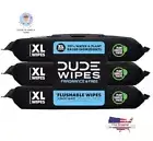 DUDE Wipes XL Flushable Fragrance-Free, Moisturizing with Aloe Vitamin E B5, 3pk
