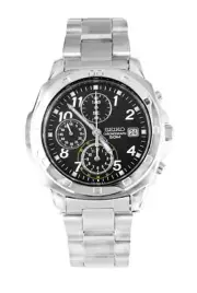 Seiko Chronograph Men's Black Dial Stainless Steel Quartz Watch SND195 SND195P1