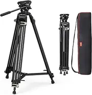SmallRig Video Tripod System, 73" Heavy Duty Tripod with 360 Degree Fluid Head and Quick Release Plate for DSLR, Camcorder, Cameras-3751