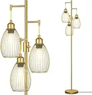 Floor Lamp, 3 x 800LM LED Edison Bulbs Included, Stepless Dimmable Reading Lighting, Farmhouse Industrial Floor Lamp, Tall Lamps for Living Room, Bedroom, Office, Dining Room