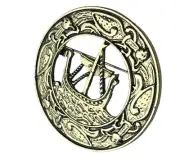Viking Ship Sailing 1 5/8 inch Gold Plated Hat Broach or Lapel Pin Team F8D5C