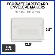 400 - 12.5" x 9.5" EcoSwift White Photo Ship Flats Cardboard Envelope Mailers