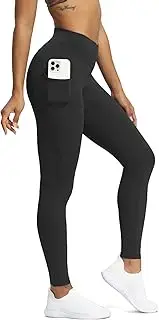 [Aoxjox] Trinity High Waisted Yoga Pants with Pockets for Women Tummy Control Cross-Waist Crossover Workout Leggings