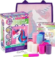 B Me DIY Unicorn Latch Hook Kit for Girls - Mini Rug Sewing Set with 15 Colorful Yarn Bundles, Color-Coded Canvas, DIY Grils Bedroom Décor Idea Perfect Birthday & Gift Age 6+