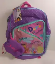 Dora The Explorer Purple Backpack with Water Bottle Holder Children School Bag