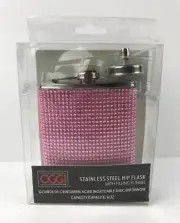 OGGI Glitter & Glitz Stainless Steel Hip Flask w/Filling Funnel 6oz- Pink Bling