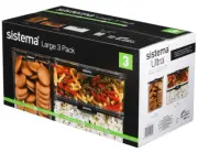 Sistema Ultra Food Storage Plastic Fridge Containers Kitchen Organizer 3 Pack