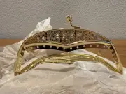 LV63G Gold Ornate Purse Frame with Kiss Clasp – DIY Handbag Craft Frame 1 Pc