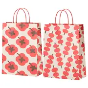 FÖSSTA gift bag, mixed patterns red, 26x35 cm