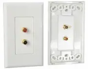 RCA Stereo Speaker Terminal Socket Wall Plate Red and Black 2 Way Gold Plated