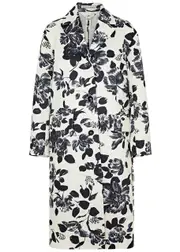 Emilia Wickstead Kahu Floral-print Satin-twill Coat - White And Black - M (UK12 / M) M (UK12 / M)