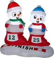 Gemmy Christmas Inflatable 4 Ft Snowman Stocking Races | Airblown Inflatable