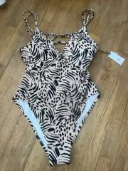 Shade And Shore Women's Double Strap Tie Back Monika I One Pc Swimsuit XL Tan
