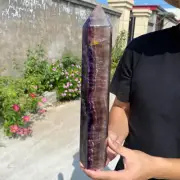5.1lb Natural Fluorite Obelisk Quartz Crystal Wand Tower Point Healing