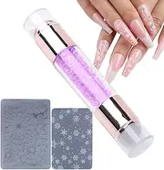 Double-ended Silicone Stamp Pen, Nail Stamp, Double Ended Design Rhinestone, Clear And Lasting Design, Rhinestone EmbellishmenT, 11.5x2 Cm For Women, Salon, Home, Practice Use