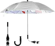 Stroller Clip On Umbrella,Stroller Shade,Stroller Parasol Umbrella,Stroller Parasol,360°Adjustable Baby Stroller Parasol,Waterproof Baby Stroller Umbrella for Trolley Outdoor (Style 02)