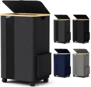 75L Laundry Hamper with Wheels, Collapsible Laundry Basket, Laundry Bin, Clothes