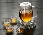 6 Pc Tea Set Penguin Style Teapot 650ml + 1 Heart Warmer + 4 Double Wall Cups