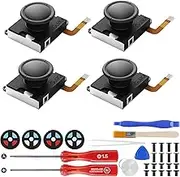 GuliKit Hall Switch Joystick Replacement for Switch Joycon Controller&Switch OLED&Switch Lite, No Drift, Left/Right Hall Sensor Joystick with Repair Kit/Tool and Thumb sticks Ca (2 pair)