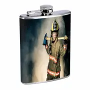 Firefighter D11 Flask 8oz Stainless Steel Hip Drinking Whiskey