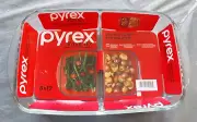 Pyrex Bake It! Divided Glass Baking Dish~Bake Two Dishes in One Pan (8" x 12")