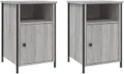 vidaXL - Industrial Style Bedside Cabinets in Grey Sonoma - Engineered Wood Construction, Set of 2, Measuring 40x42x60 cm