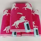 3pc Cynthia Rowley Kids Soft (3) Bath Towels Mystical Unicorn Hot Pink Fun Cute