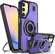 [Tuvror] Samsung Galaxy A25 5G / 4G Case with Kickstand [360° Rotating Ring & Kickstand] Rugged Shockproof Protective Case for Samsung A25 - Purple/Purple