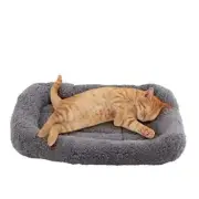 Pet Bed Mat - Cotton Cat Mat Warming Dog Crate Pad for Dogs, Cats, Gray Small