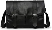 [AUSHOPLAH] Men Shoulder Bag Vintage Crossbody Bags Male Bag Men's Messenger Bags Casual Tote Bag PU Leather Handbag B22 (black)