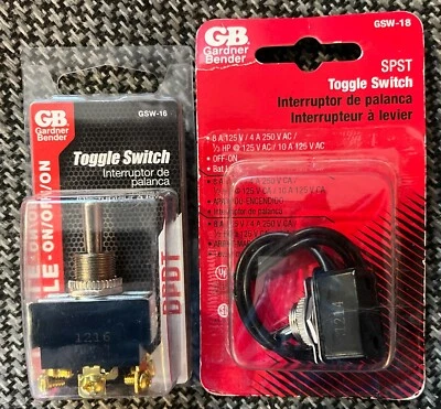 Gardner Bender GSW-16 Toggle Switch (DPDT) 20A 125V On/Off/On & GSW-18 8A