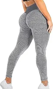 [TSUTAYA] Women's Ruched Butt Lifting Yoga Pants High Waist Tummy Control Push Up Workout Leggings Textured Booty Tights
