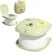 Children's Toilet Seat, Travel Potty Foldable, Foldable Potty for On The Go from 1 Year with Non-Slip Design for Boys Girls Travel Car Camping Baby Portable Potty Training Green