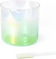 Hye-eun 6-Inch F Note Heart Chakra Green Gradient Clear Crystal Singing Bowl,Cosmic Light Transparent Sound Bowl with Mallet & O-ring,for Yoga Meditation Healing, & Energy Balancing